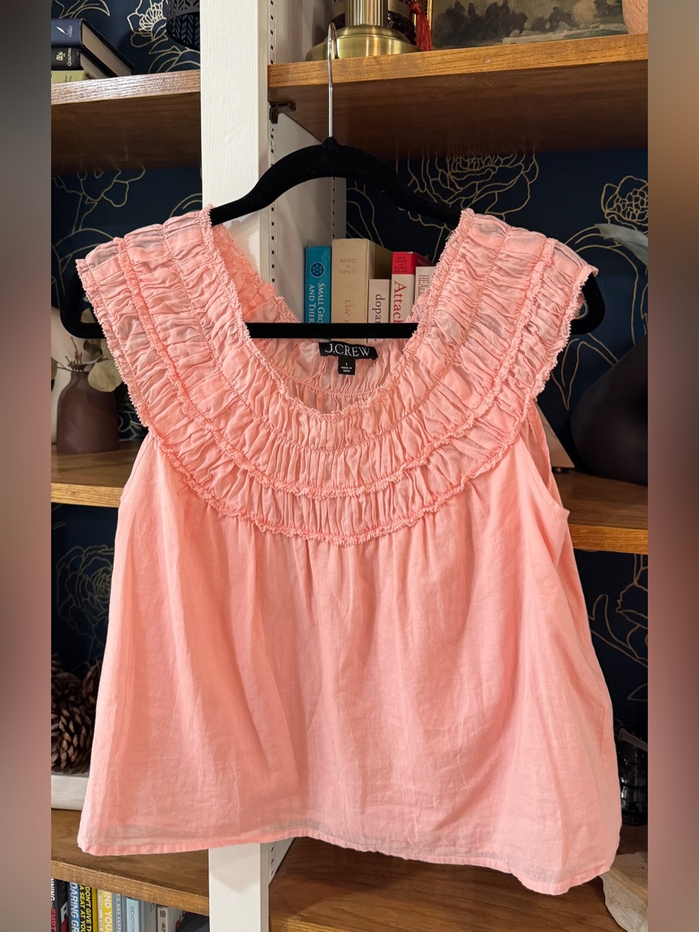 J.Crew Rosalie top in Pink Ruffle Yoke Sleeveless Top